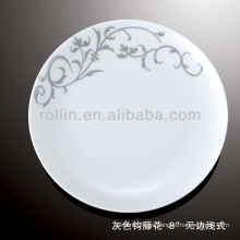 Saludable duradero blanco porcelana horno seguro flor gris vajilla